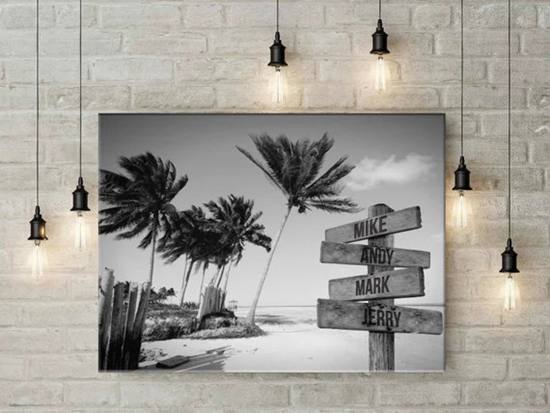 Personalized Beach Multiname Custom Canvas, Wall Art Personalized