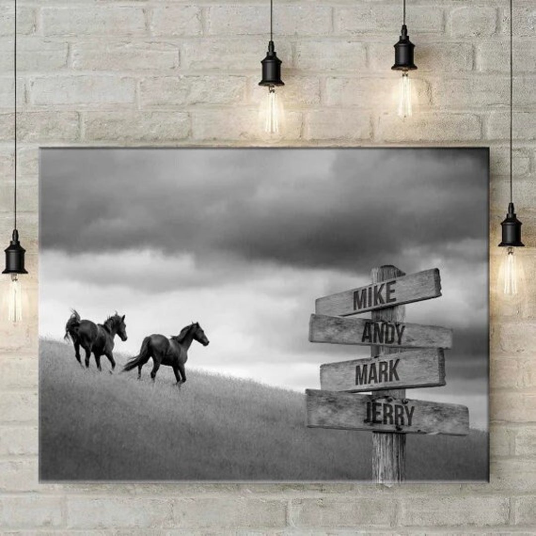 Personalized Horses Multiname Custom Canvas Wall Art Etsy