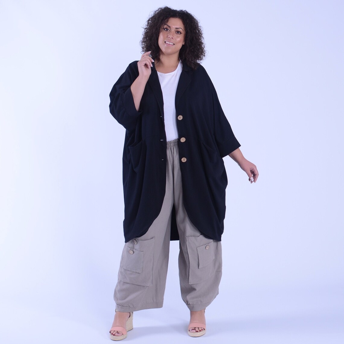 Womens Ladies Plus Size Lagenlook Cotton Batwing Cardigan Etsy