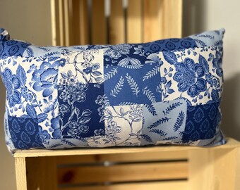 Dark Blue Floral Pillow