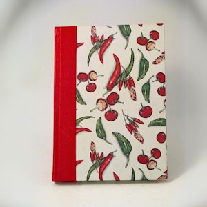 Ricettario in pelle e carta stampata fatto a mano cm 24x17 interno rubricato