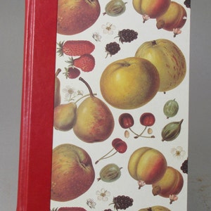 Ricettario in pelle e carta stampata fatto a mano cm 24x17 interno rubricato frutta mista