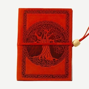 2024 leather diary. Tree of Life decoration. Weekly or daily craft diary. Customizable with dedication and/or initials