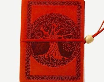 2024 leather diary. Tree of Life decoration. Weekly or daily craft diary. Customizable with dedication and/or initials