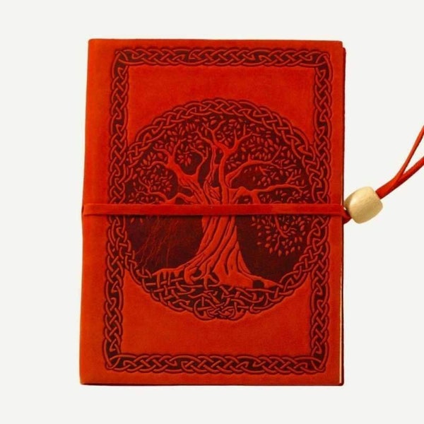 Tree of Life Leather Journal, Customizable Leather Notebook, Travel Diary, Drawing Album, Sketchbook, 3 sizes, 5 colors.