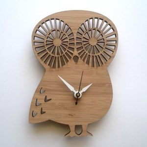 Clock Owl Digital File For Laser | Clock | svg dxf dwg eps cdr | Art Laser cut files, vector templates, clock vector files, instant download