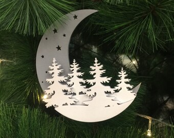 Moon Christmas Decoration Digital File For Laser and CNC | dxf ai svg eps PDF| Laser cut files, vector pattern, vector templates