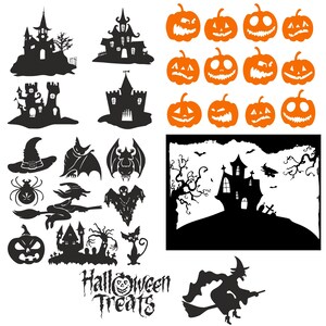 Halloween-Bundle-Dekor Digitale Datei für Laser und CNC | DXF SVG Ai PDF | Lasergeschnittene Dateien, Vektormuster, Vektorvorlagen, Plan,