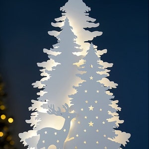 Christmas Reindeer Scene Decor Digital File 3 6 mm For Laser DXF ai svg PDF Laser cut files, vector pattern, templates image 3