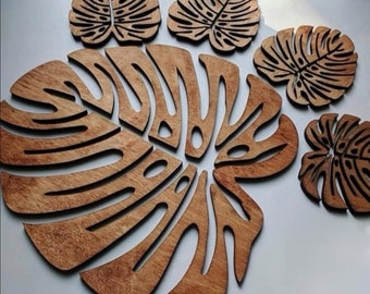 Cheese Plant Leaf Coasters Digital File For Laser and CNC | DXF SVG Pdf eps Ai | Laser cut files, vector pattern, vector templates, plan,