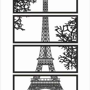 Eiffel Tower Digital File For Laser and CNC | Ai SVG EPS Dxf Dwg | Laser cut files, vector pattern, vector templates