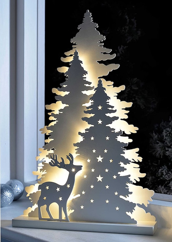 Christmas Reindeer Scene Decor Digital File 3 -6 mm For Laser | DXF ai svg PDF | Laser cut files, vector pattern, templates