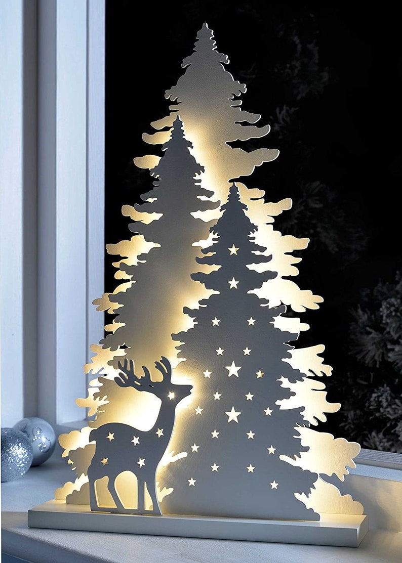Christmas Reindeer Scene Decor Digital File 3 6 mm For Laser DXF ai svg PDF Laser cut files, vector pattern, templates image 1
