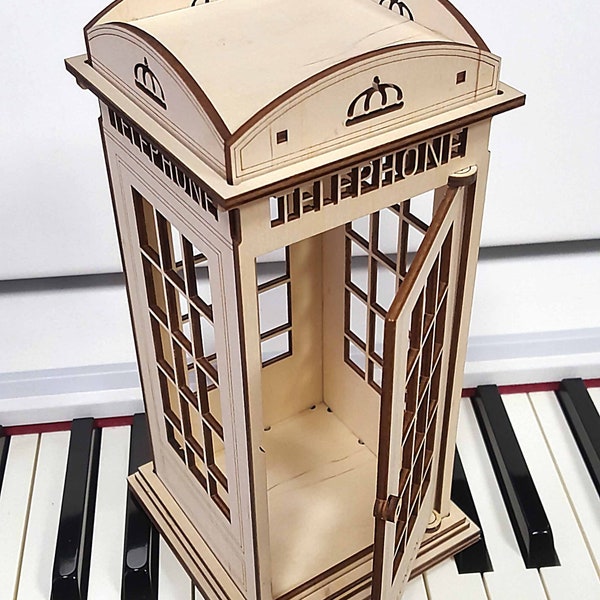 Cabina telefónica de Londres de 3 mm Archivo digital para láser y CNC / DXF SVG Ai Pdf Eps / Archivos de corte láser, patrón vectorial, plantillas vectoriales, plano,