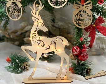 Christmas Reindeer Decor Digital File 3-4 mm For Laser and CNC | ai svg PDF | Laser cut files, vector pattern, templates