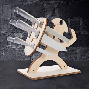 Laser Cut Spartan Kitchen Knife Stand Digital File For Laser and CNC | Ai SVG Dxf Eps | Laser cut files, vector pattern, vector templates