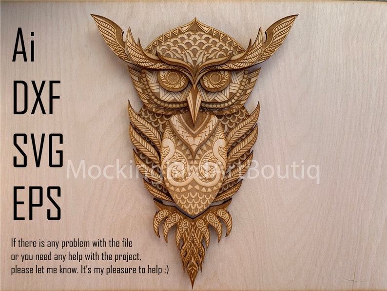 Download Multilayer Mandala Owl Svg Lasecut Files DXF SVG AI eps | Etsy