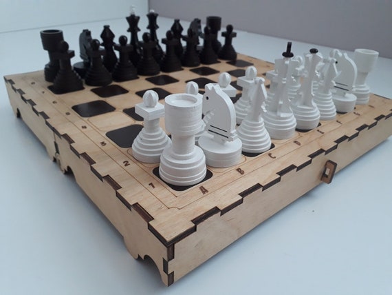 Laser Cut Wooden Chess Board & Pieces 4mm Free Vector cdr Download