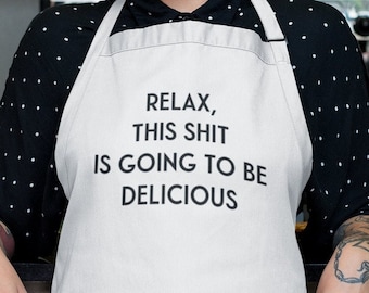 Tablier de chef drôle : citation sarcastique, sergé de polyester durable