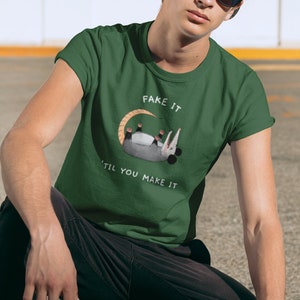 Fake it til you make it mens possum t shirt, opossum t shirt for men, funny possum tee