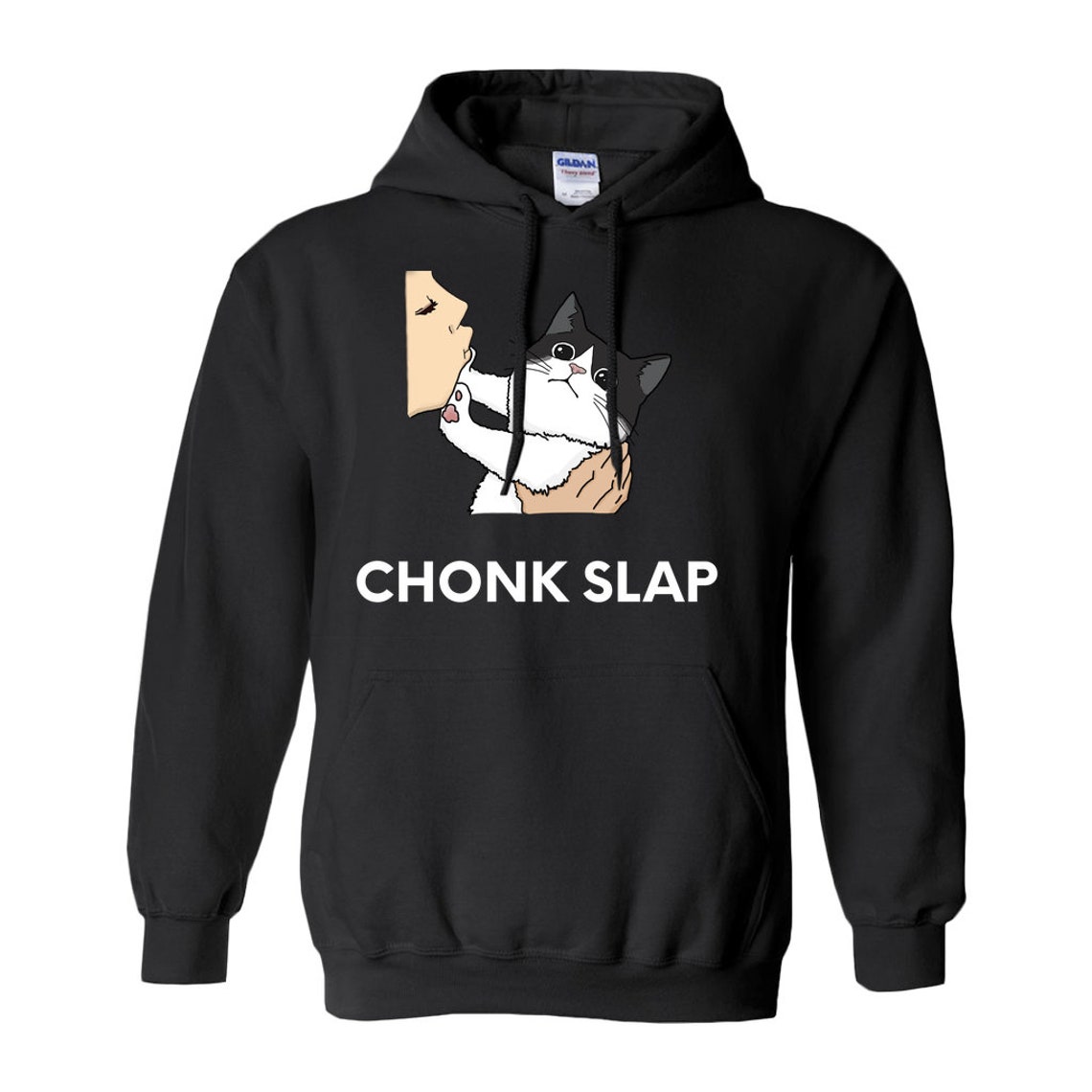 Funny Cat Hoodie Chonk Slap Black and White Cat Cat Lover Etsy