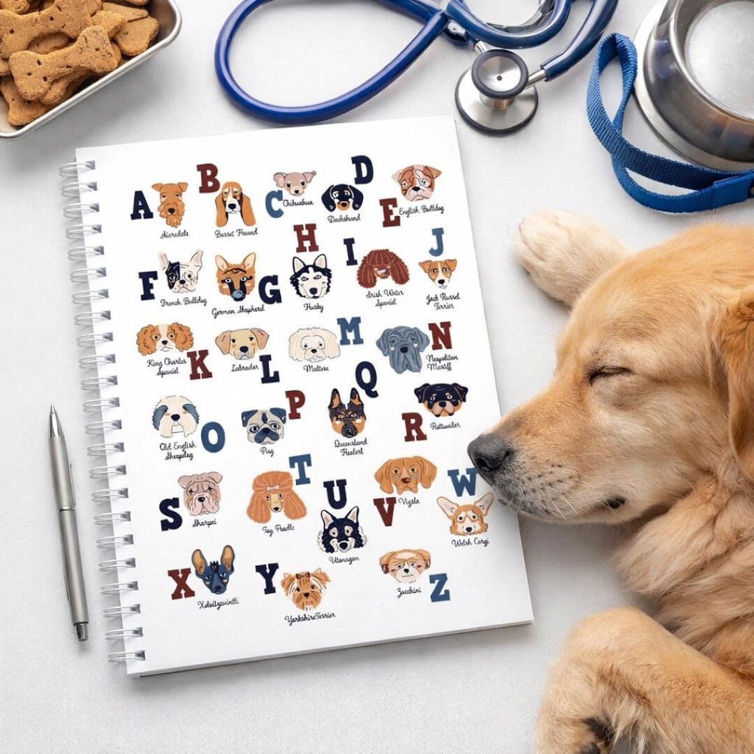 Dog Notebook, Alphabet Dog Notebook, Journal for Vet Students, Notebook ...