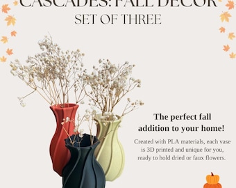 Herbstdeko: Dreiteiliges Vasen-Set für Trockenblumen | Cascades Fall
