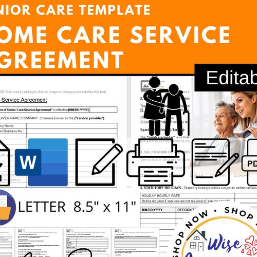 Homecare Agreement Contract Form Home Health Care Evaluation - Etsy