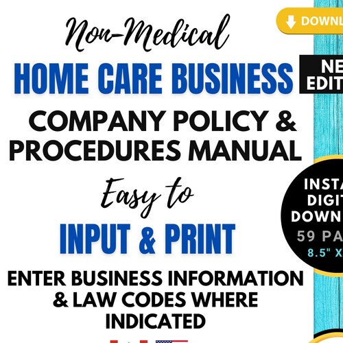 Home Care Policy and Procedure Manual Template Employee Etsy Canada