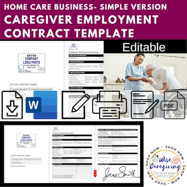 Elder Care Contract Template Etsy Elder Care Contract Template Etsy