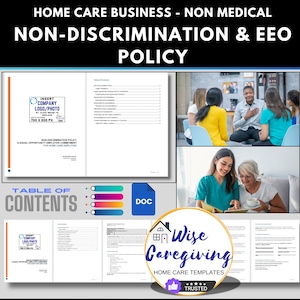 Non Discrimination Policy and Equal Opportunity Employer, Commitment Agreement Template, Home Care Business Document, MS Word, Printable