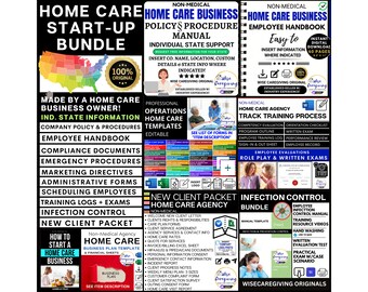 Home Care Business Start-Up Bundle, Policy & Procedures, Operational Documents, Training Forms, Client Packet, Infection Control, Add logo