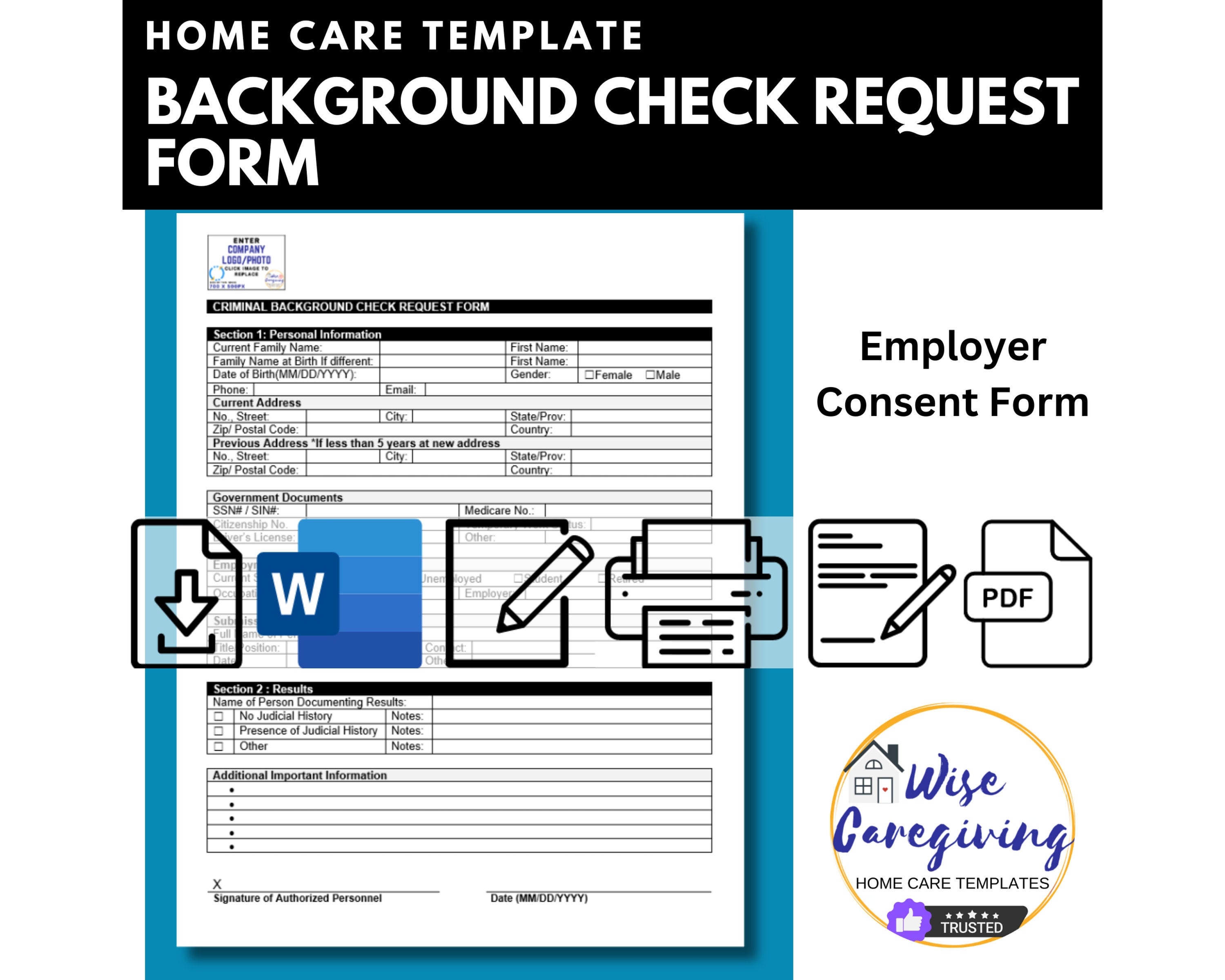 Criminal Background Check Request Form, Home Care Agency, Professional ...