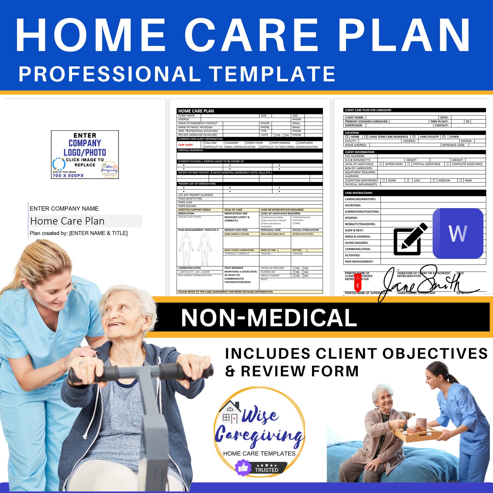 Home Care Plan Template Bundle, Professional Agency Documents, Client Home Care Plan Template Bundle, Professional Agency Documents, Client