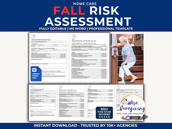 Fall Risk Evaluation Template: Caregiver Assessment Form, Non-Medical Home Care Service Form, MS Word