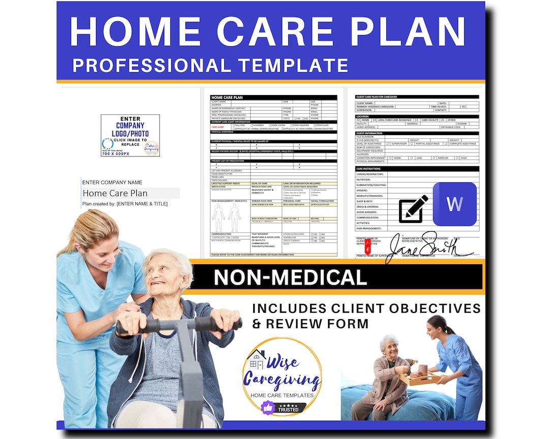 Home Care Plan Template, Client Profile, Personal Care Agency, Non