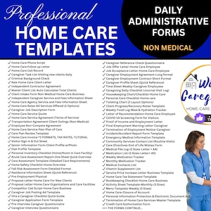 Home Care Templates Bundle, Client Intake Forms, Assessments, Care Plans, Agreements, Marketing, Non Medical, Add LOGO, Editable, Printable