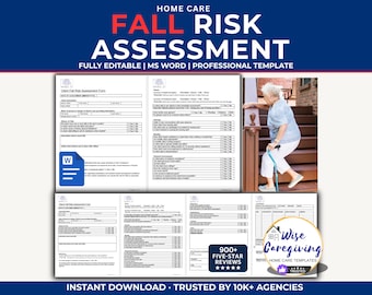 Home Care Fall Risk Assessment Template: Client Safety, MS Word (Printable)