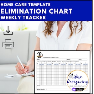 Home Care Elimination Chart Template, Toileting, Personal Care Log, Hygiene Tracker Sheet, Agency Template, Non-Medical, Editable, Printable