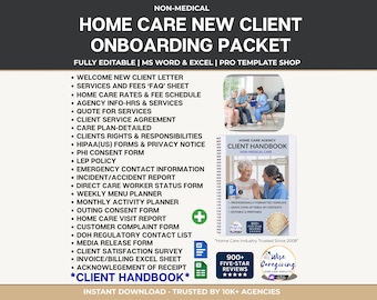 USA Home Care Client Welcome Packet: Editable Agency Forms & Handbook | MS Word | Excel Docs