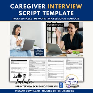 Caregiver Interview Templates: Non-Medical Home Care Applicant Questionnaire (Editable MS Word Form)