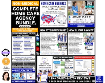 Complete Home Care Business Bundle, Policy and Procedures, 200+ Non-Medical Operations Documents, Training, Client & Employee Form Templates