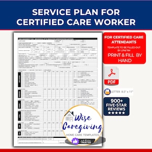 Home Care Service Plan Template: Certified Care Worker ADLs (PDF)