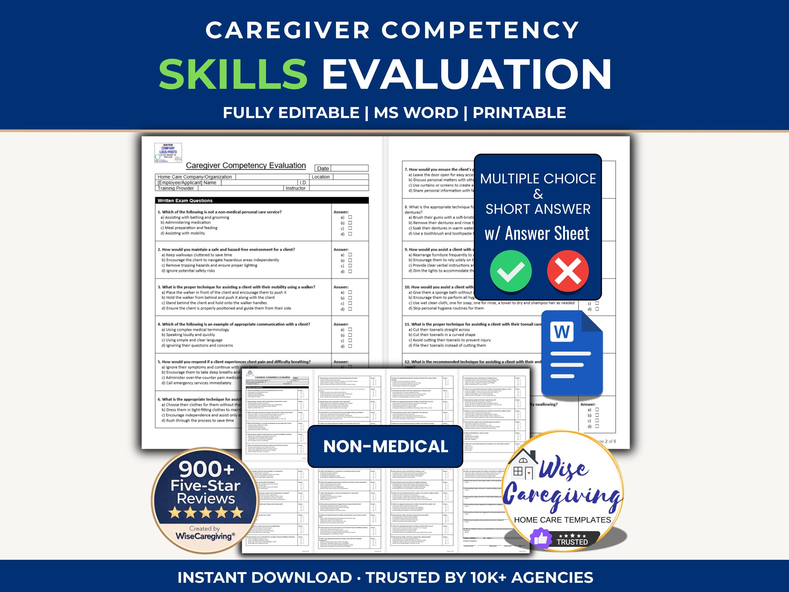 Mocare Competency Non Medical Home Care Employee Skills: Caregiver Competency Exam ...