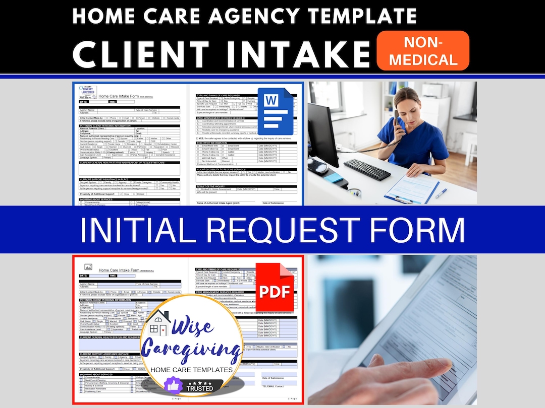 Home Care Client Intake Form Template, Non-medical Initial Information ...