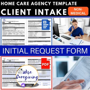 Home Care Client Intake Form Template, Non-Medical Initial Information, Care Requirements, Onboard New Clients, MS Word Doc & PDF Fillable