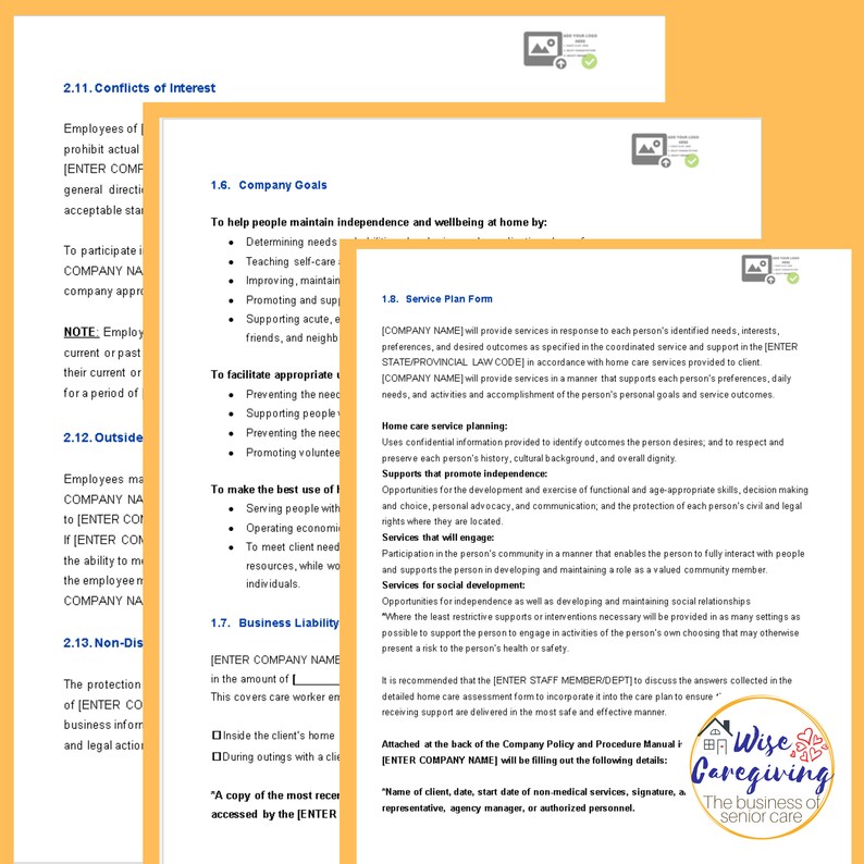 Home Care Employee Handbook Template Policy and Procedures Etsy