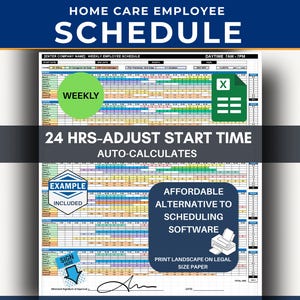 Home Care Staffing Schedule Template: Auto-Calculates Employee Hours (Excel Format)