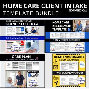 Home Care Client Intake Template Bundle, Non-Medical Provider Forms, Initial Information, ADL Assessment, Service Care Plan, MS Word