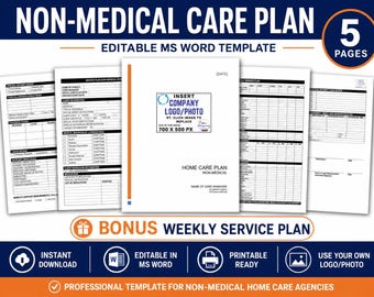 Home Care Planning: Non Medical Client ADL's, Weekly Service Form Included, MS Word